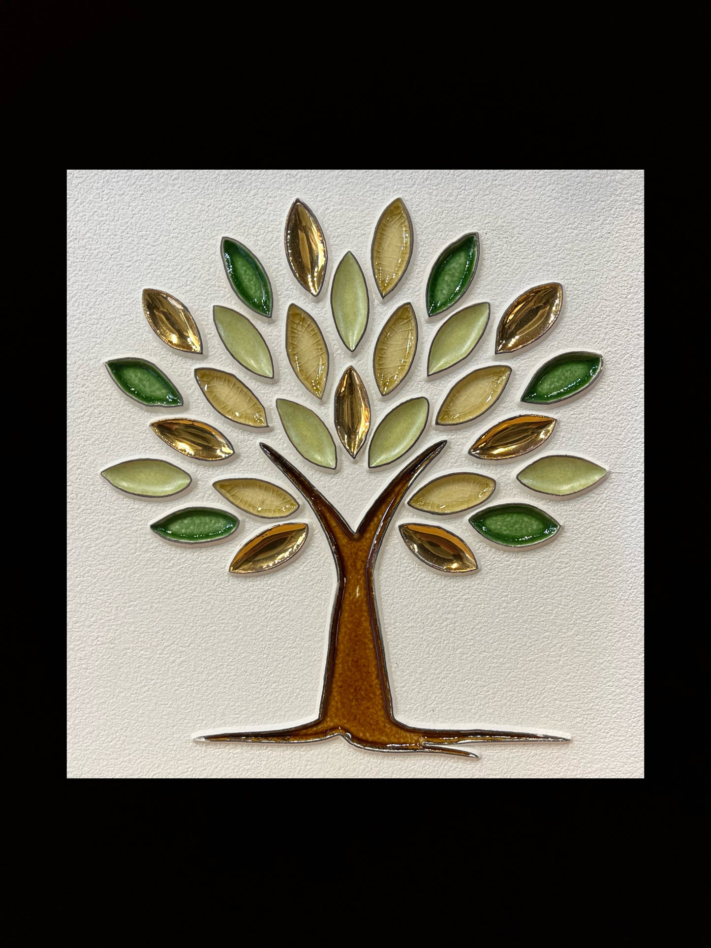 Tableau diffuseur d'huiles essentielles "Arbre de vie vert sans racines doré Grand"