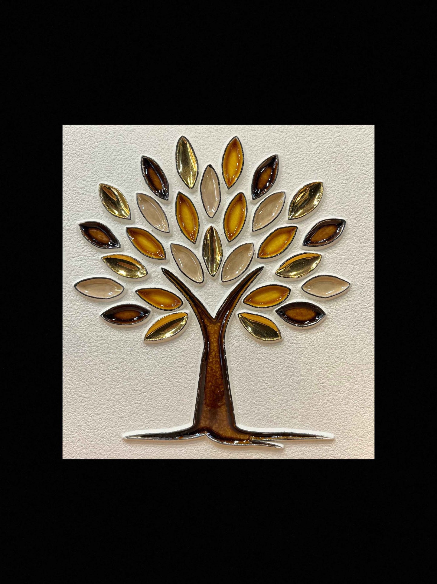 Tableau diffuseur d'huiles essentielles "Arbre de vie marron sans racines doré"