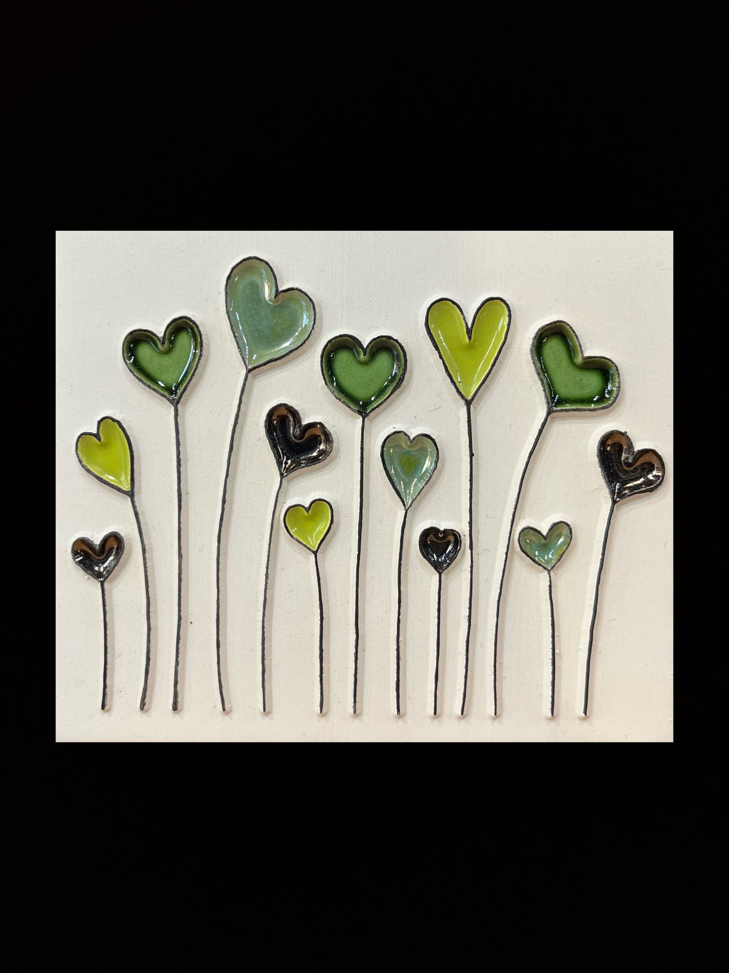 Tableau diffuseur d'huiles essentielles "Champ de coeurs vert"