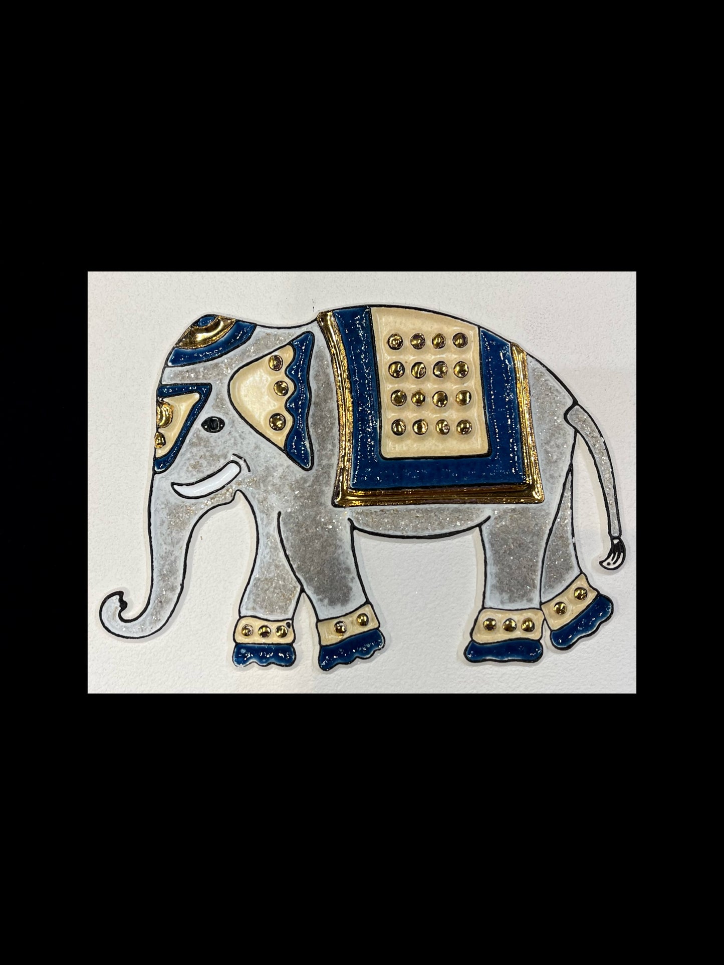 Tableau diffuseur d'huiles essentielles "Éléphant indien bleu doré"