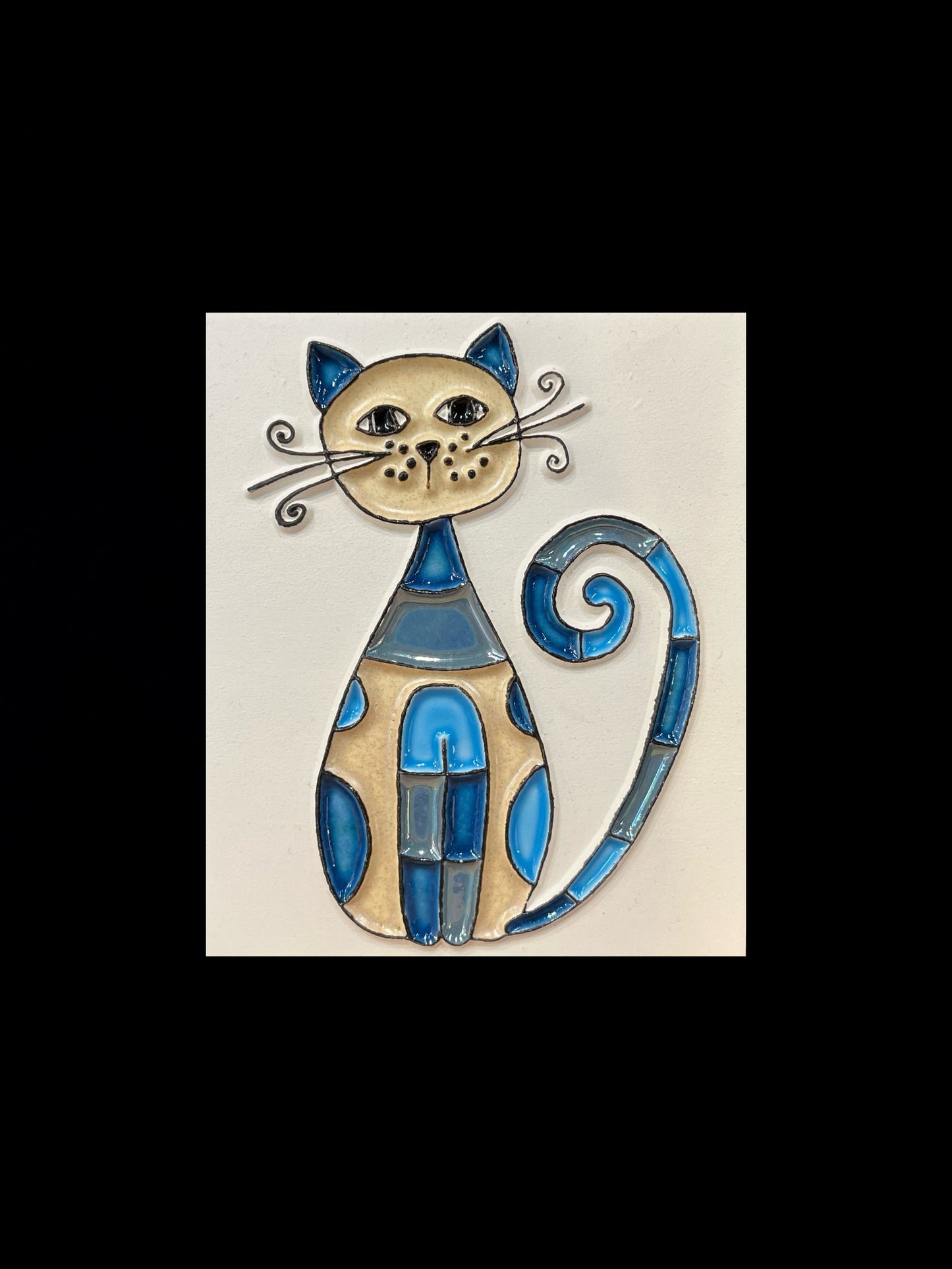 Tableau diffuseur d'huiles essentielles "chat sans or bleu"