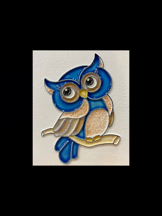 Tableau diffuseur d'huiles essentielles "Hibou bleu zapata"