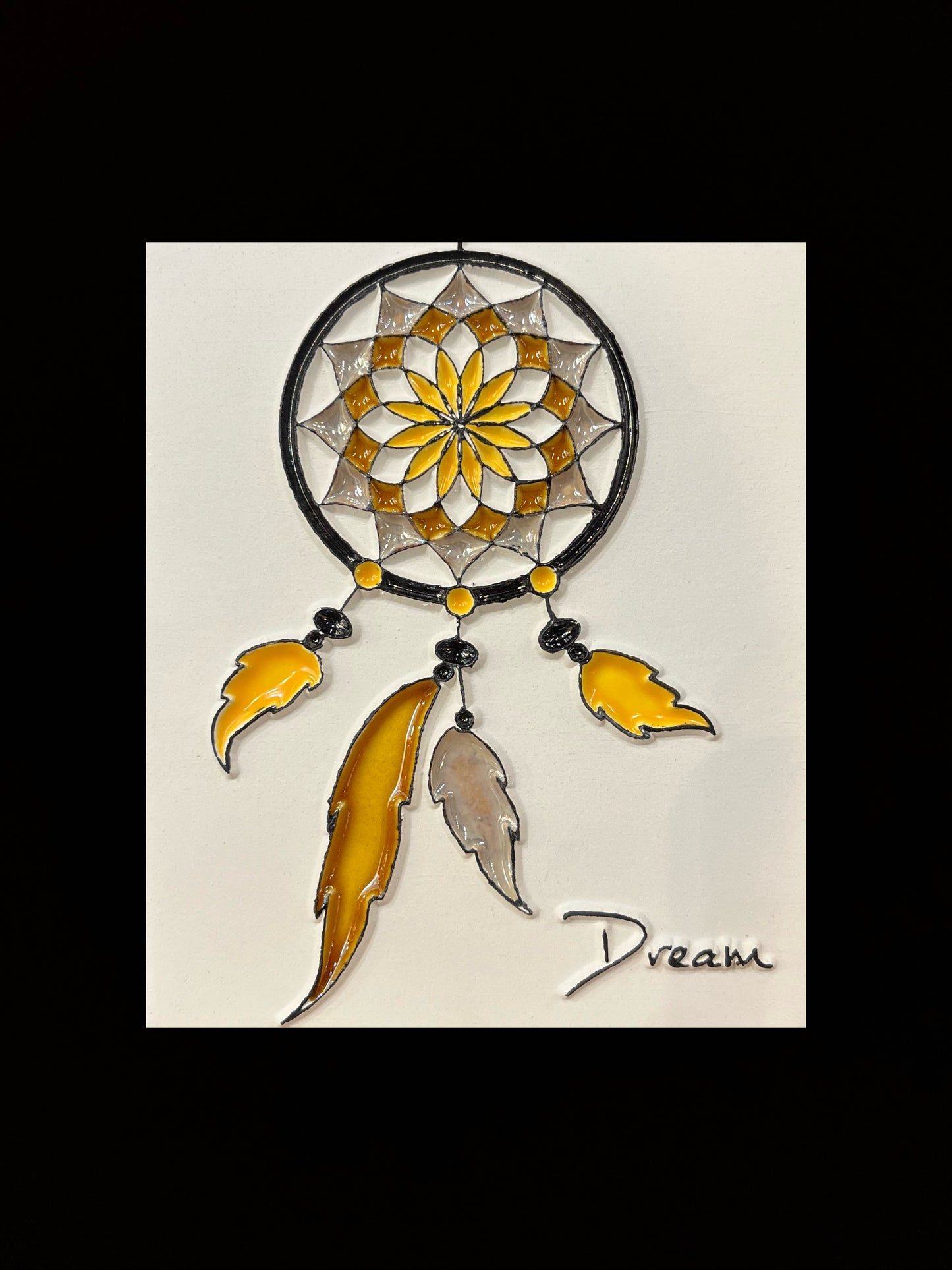 Essential oil diffuser painting "Yellow dream catcher"