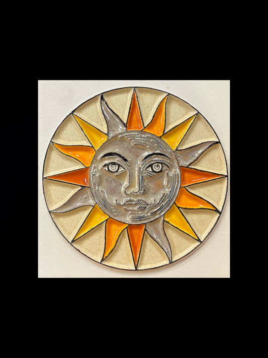 Tableau diffuseur d'huiles essentielles "soleil visage"(splendeur) jaune et orange"