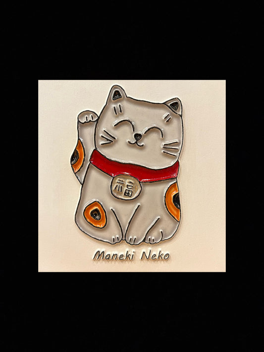 Tableau diffuseur d'huiles essentielles "Maneki Neko gris"