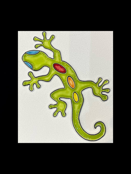 Tableau diffuseur d'huiles essentielles "Gecko vert"