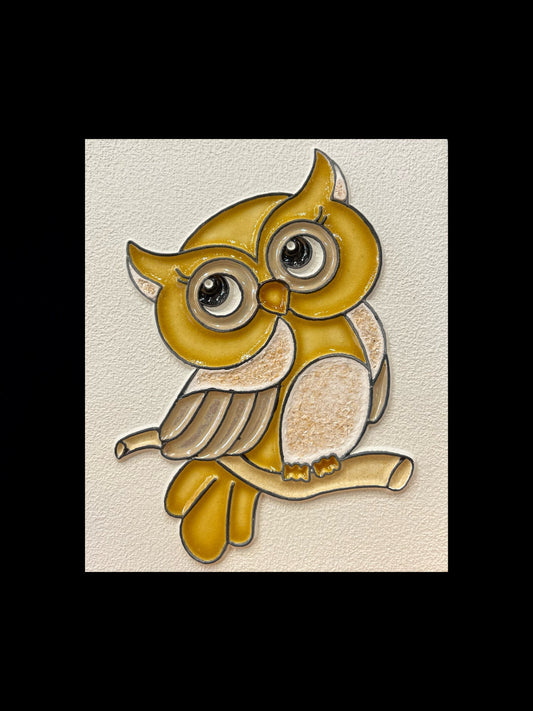 Tableau diffuseur d'huiles essentielles "Hibou jaune miel"