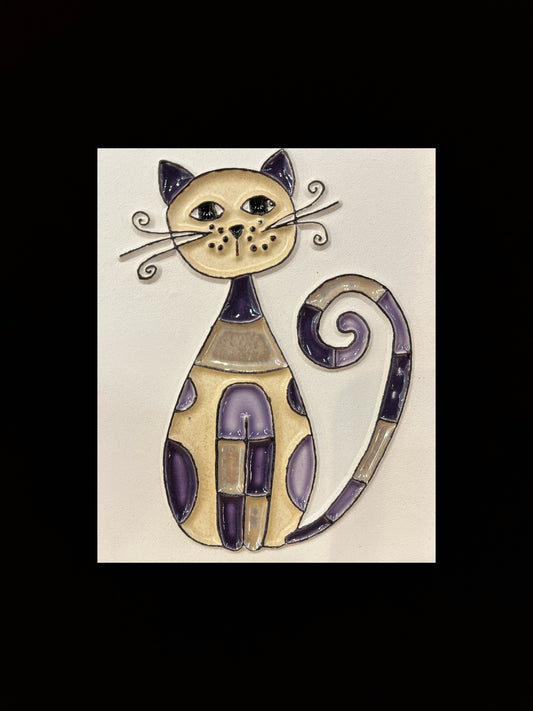 Tableau diffuseur d'huile essentielle "chat sans or violet"