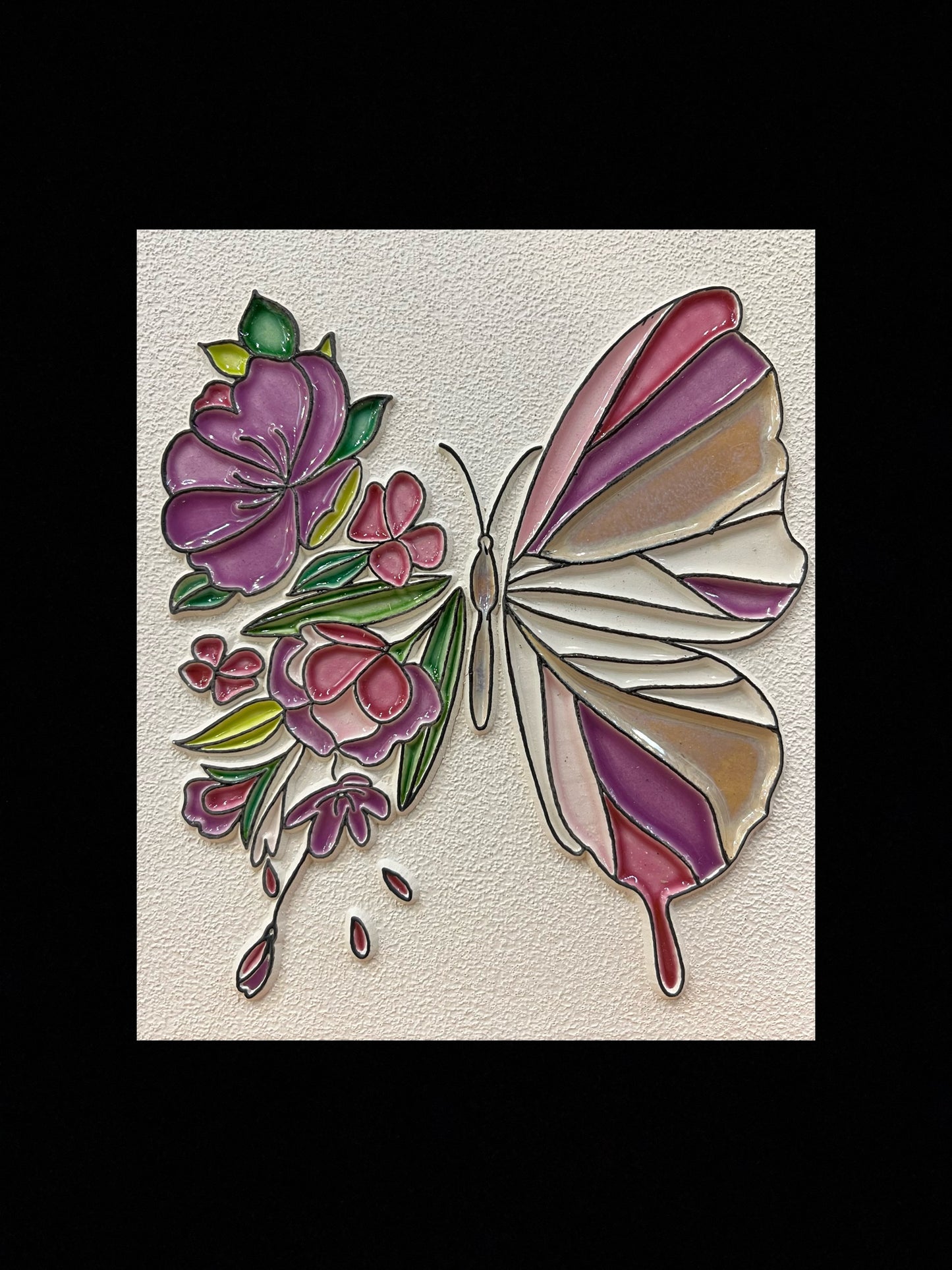 Tableau diffuseur d’huiles essentielles "Papillon rose double face"