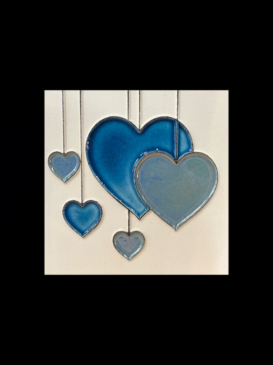 Essential oil diffuser painting "Blue hanging hearts"