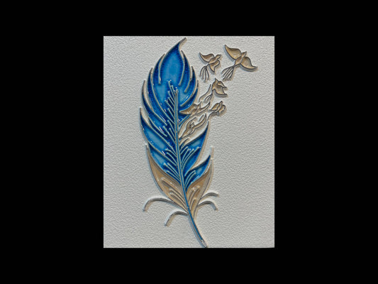 Tableau diffuseur d'huiles essentielles "Plume bleu zapata"