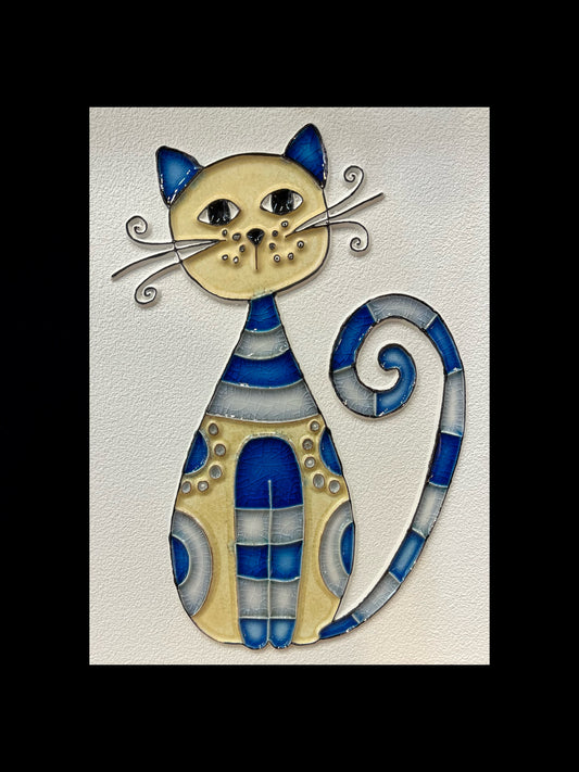 Tableau diffuseur d'huiles essentielles "chat bleu zapata sans or Grand"