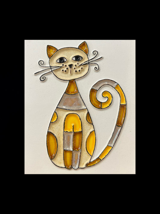 Tableau diffuseur d'huiles essentielles "chat sans or jaune"