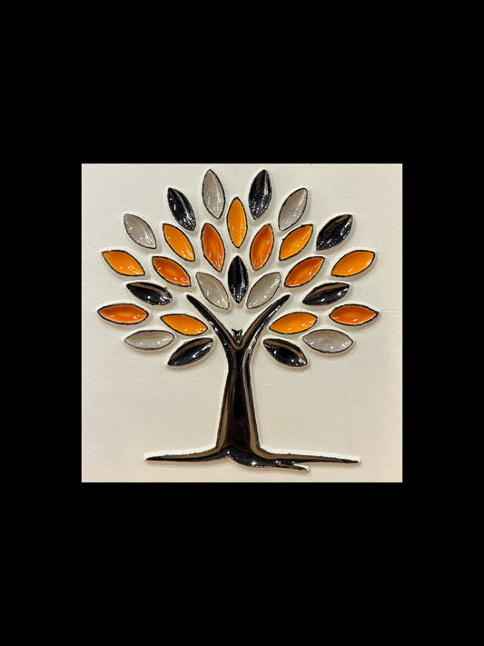 Tableau diffuseur d'huiles essentielles "Arbre de vie sans racine orange"