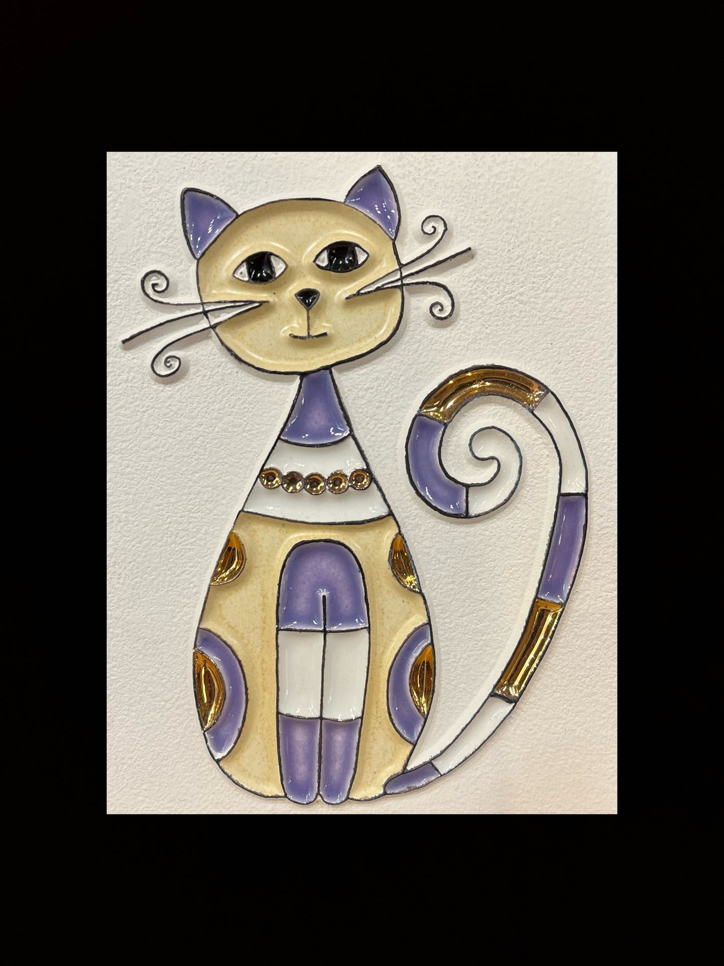 Essential oil diffuser painting "Purple golden cat"