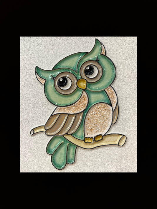 Tableau diffuseur d'huiles essentielles "Hibou vert d'eau"