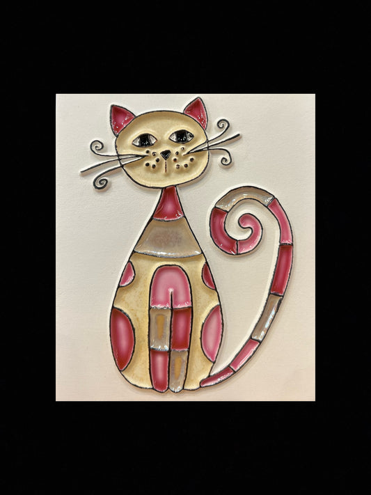 Tableau diffuseur d'huiles essentielles "chat sans or rose"