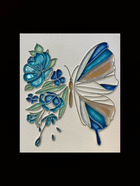 Tableau diffuseur d’huiles essentielles "Papillon bleu double face"