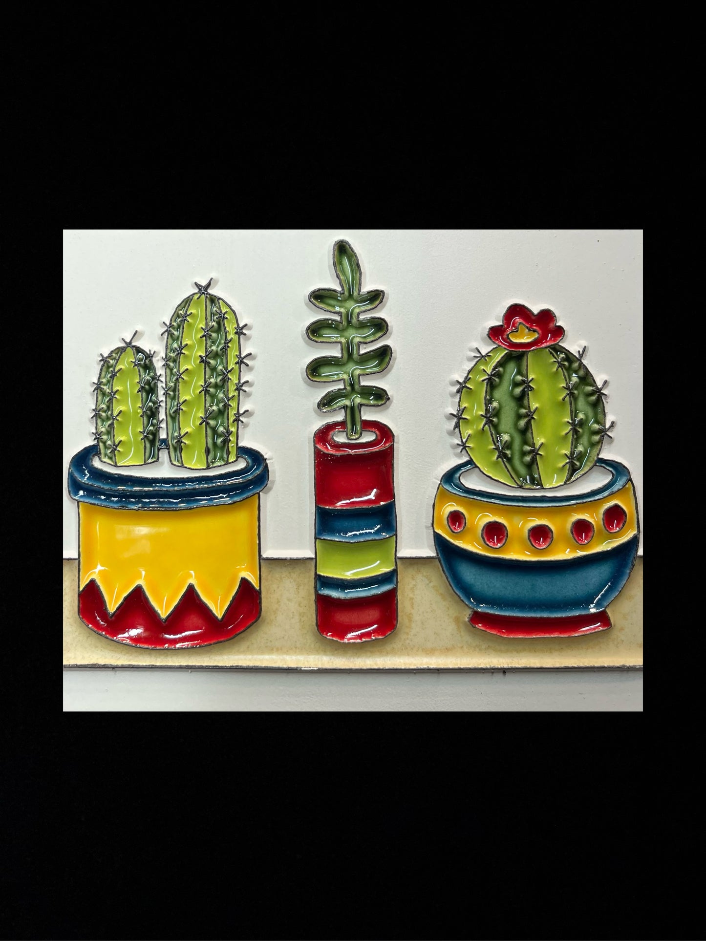 Tableau diffuseur d'huiles essentielles "Cactus multi-couleurs"