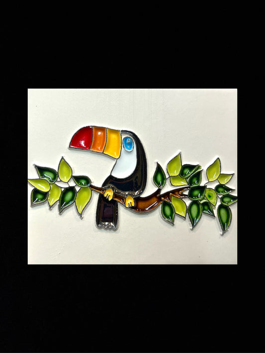 Tableau diffuseur d'huiles essentielles "Toucan multi-couleurs"